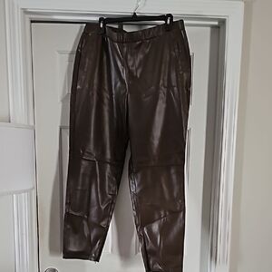 Women's Brown Faux Leather Pants